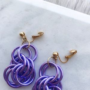Retro Y2K Purple Clip-On Earrings
